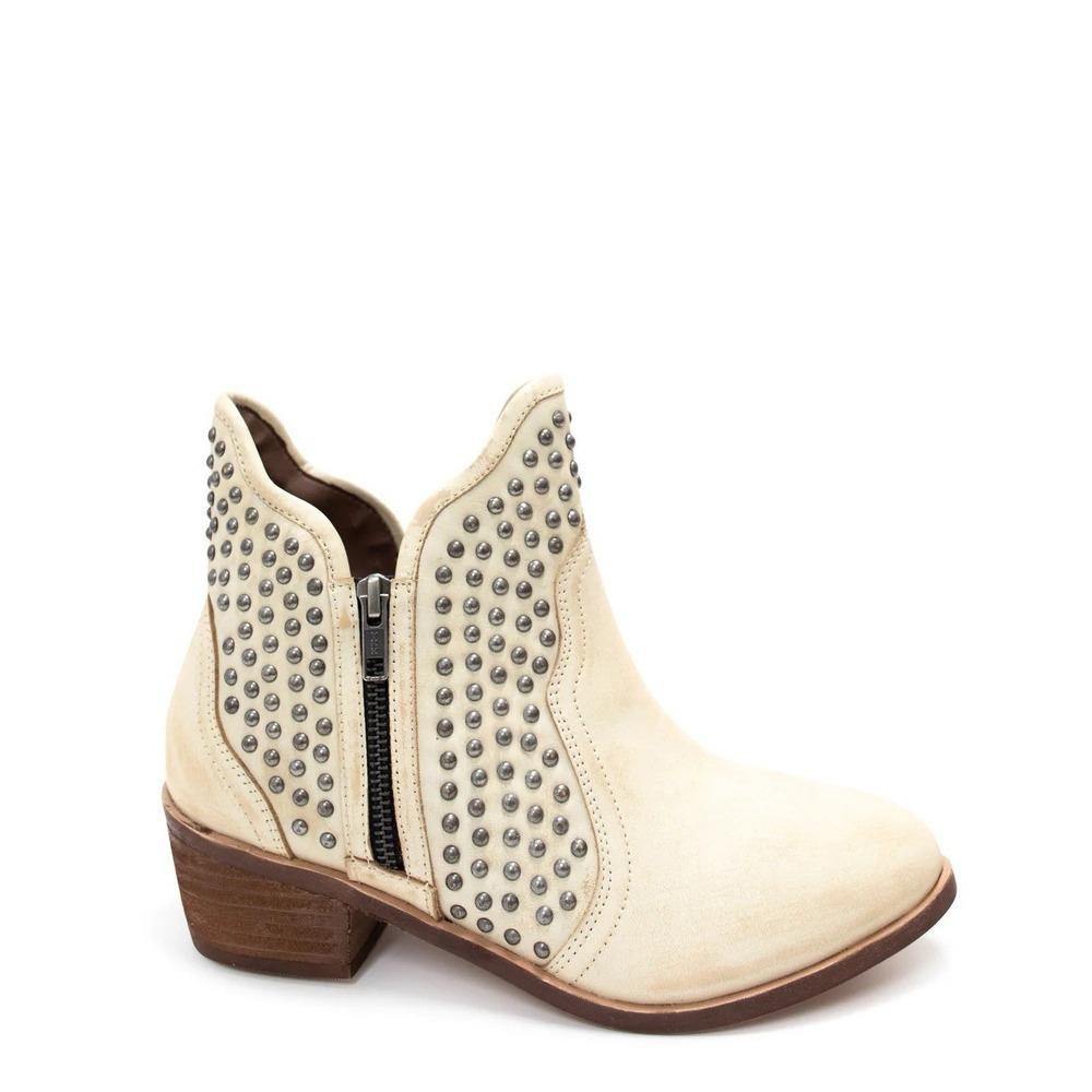 New Naughty Monkey Studded Ankle Boots NAILED IT In White Size 8.5 Leather